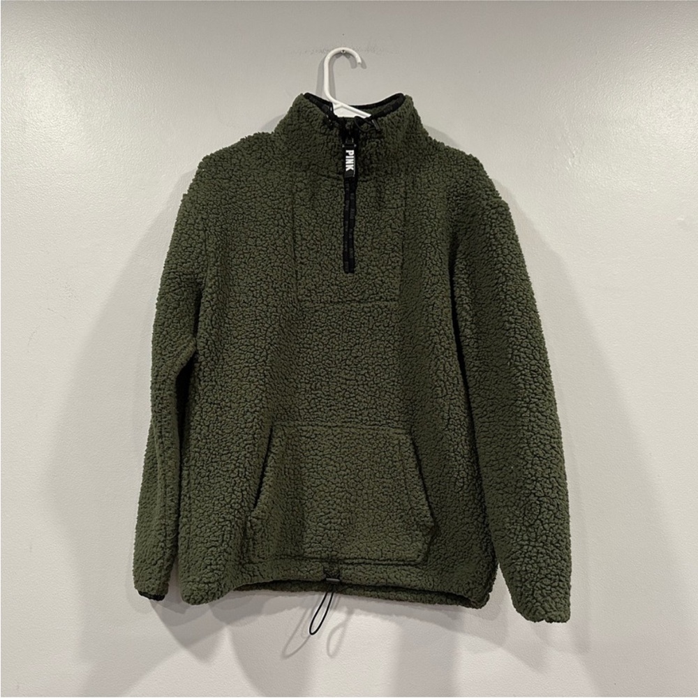 Victoria’s Secret VS Pink Green Sherpa 1/4 Zip XS